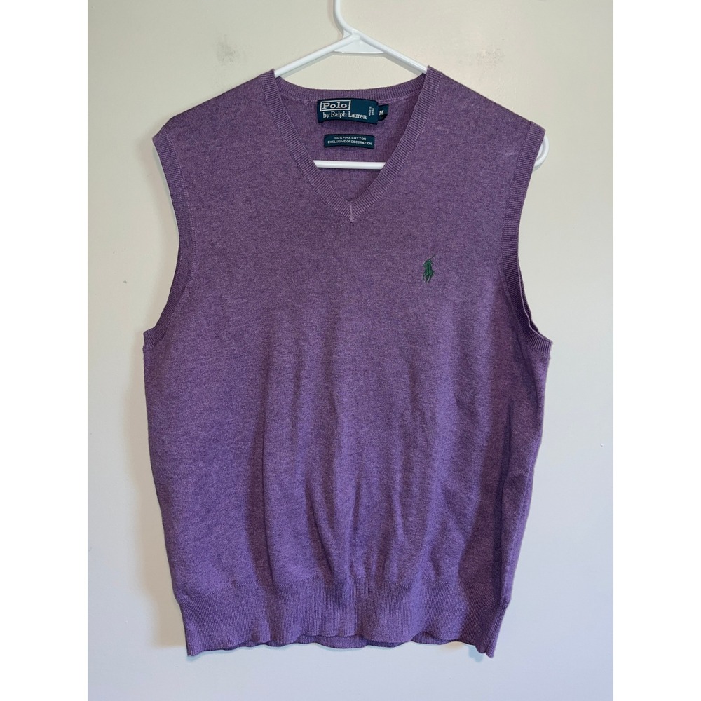 Polo Ralph Lauren Purple Pima Cotton Minimalist Preppy Old Money Sweater Vest M